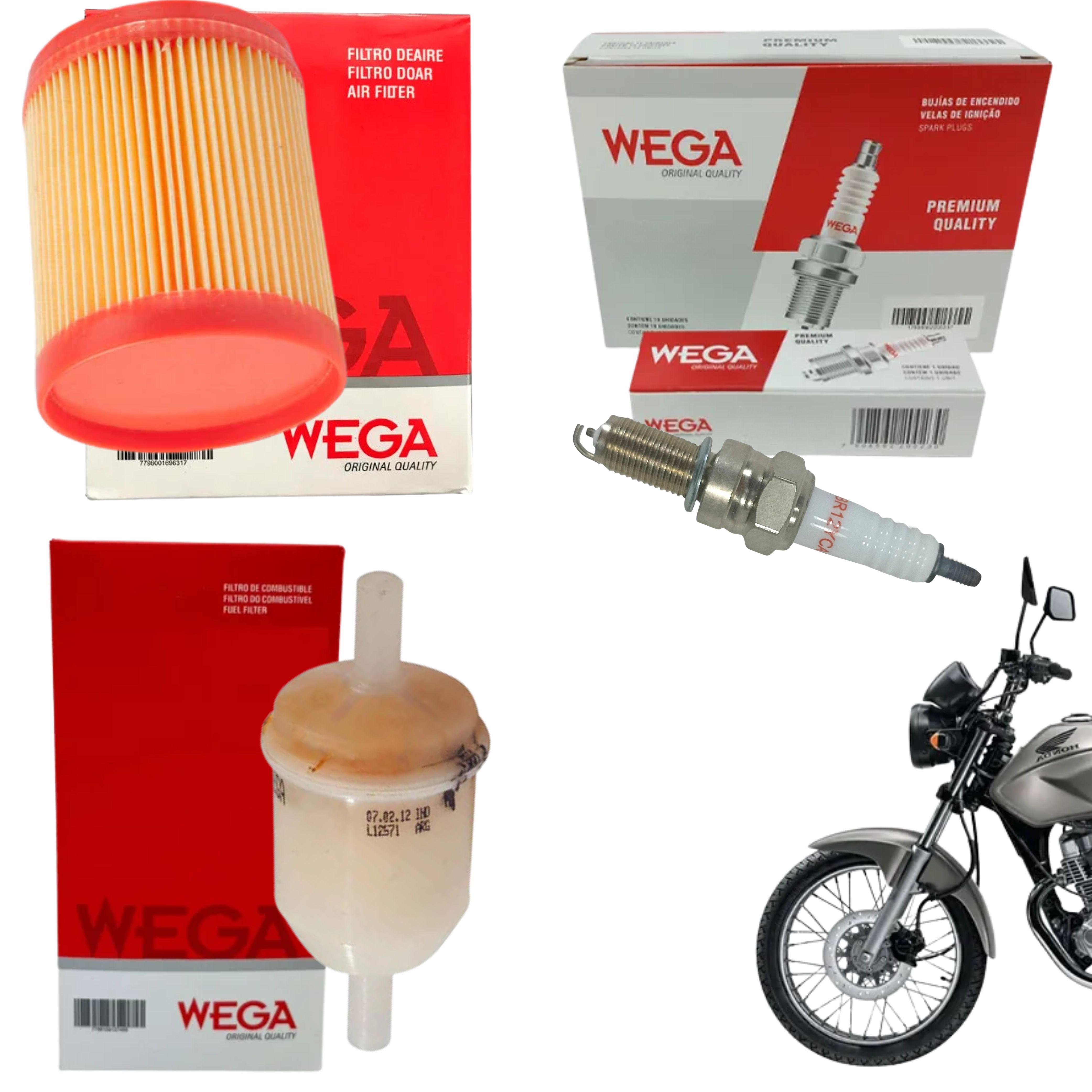 Kit Vela + Filtro Ar + Combustível Cg 150 2004 05 06 07 2008 Titan KS ES D - Wega