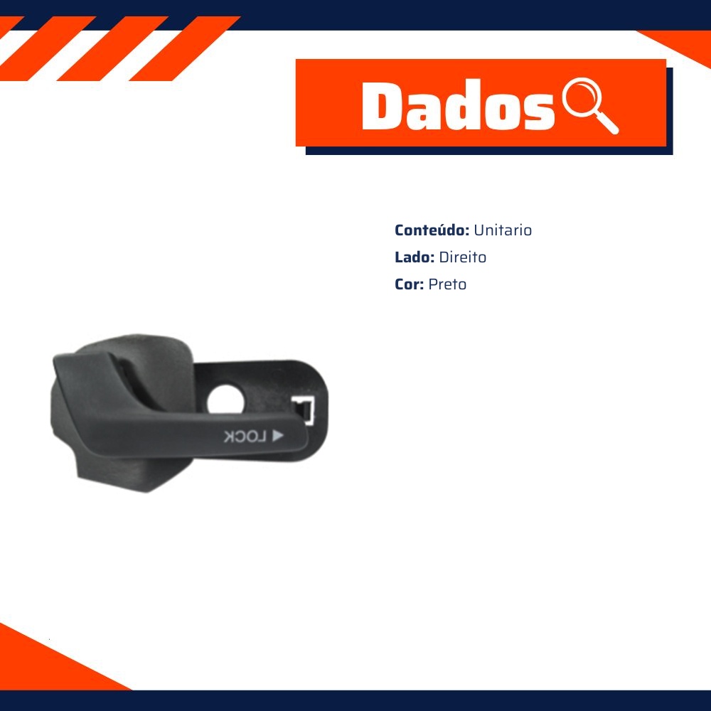 Maçaneta Interna da Porta Traseira para Fiat Palio e Siena - Universal Automotive - 70360