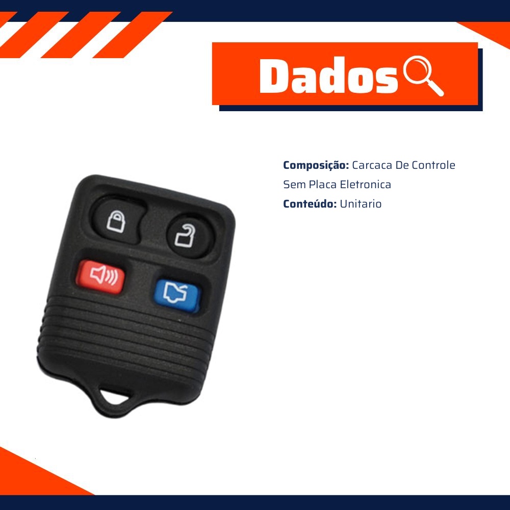 Carcaça Controle Alarme Com Destrava Porta-Malas - Universal - 31202