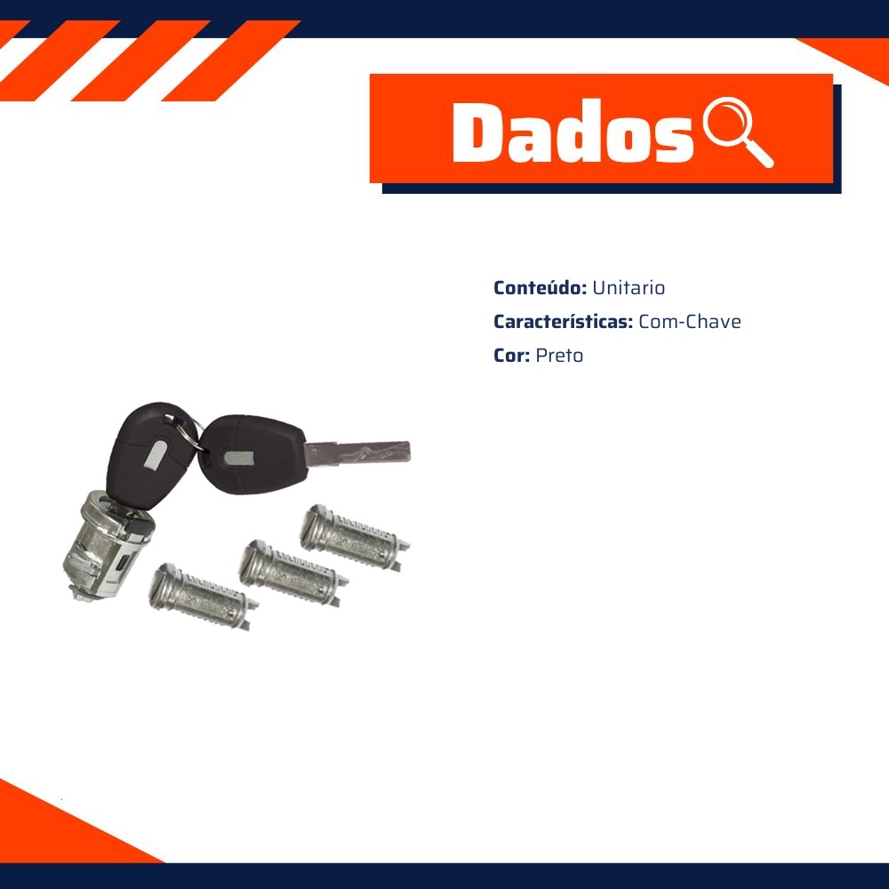 Conjunto de Cilindros Com Chave - Perfil Snake Key - Ignição - Portas - Porta-Malas - Universal - 71031