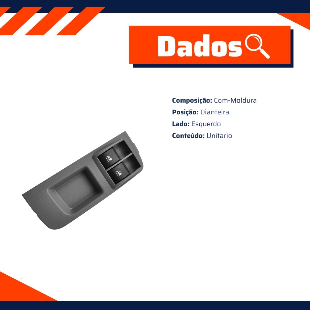 Tecla de Acionamento do Vidro Elétrico para Fiat Palio - Universal Automotive - 90679