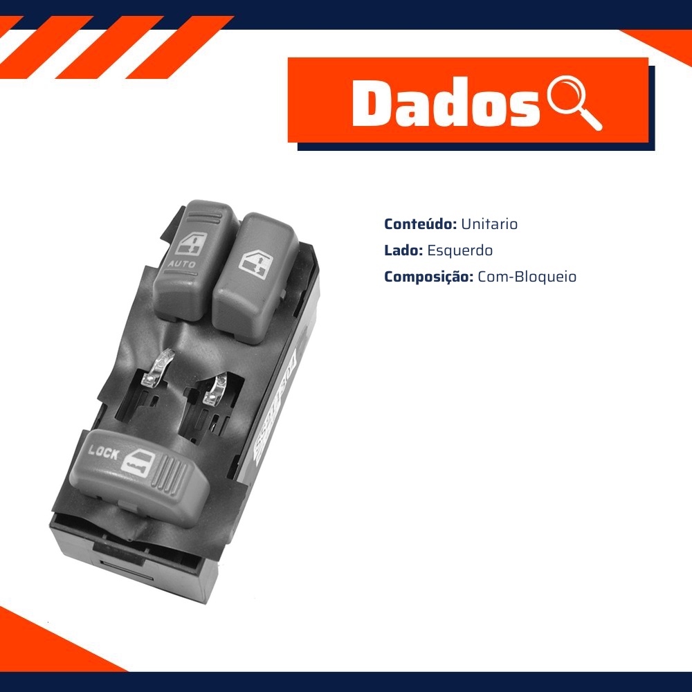 Tecla de Acionamento do Vidro Elétrico para Chevrolet Blazer e Silverado - Universal Automotive - 40936