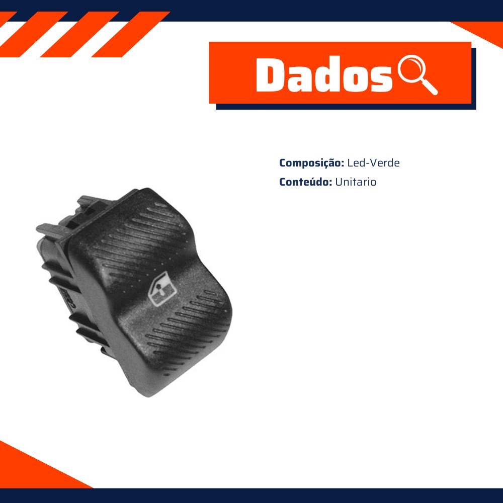 Tecla de Acionamento do Vidro Elétrico para Volkswagen Gol - Universal Automotive - 90529
