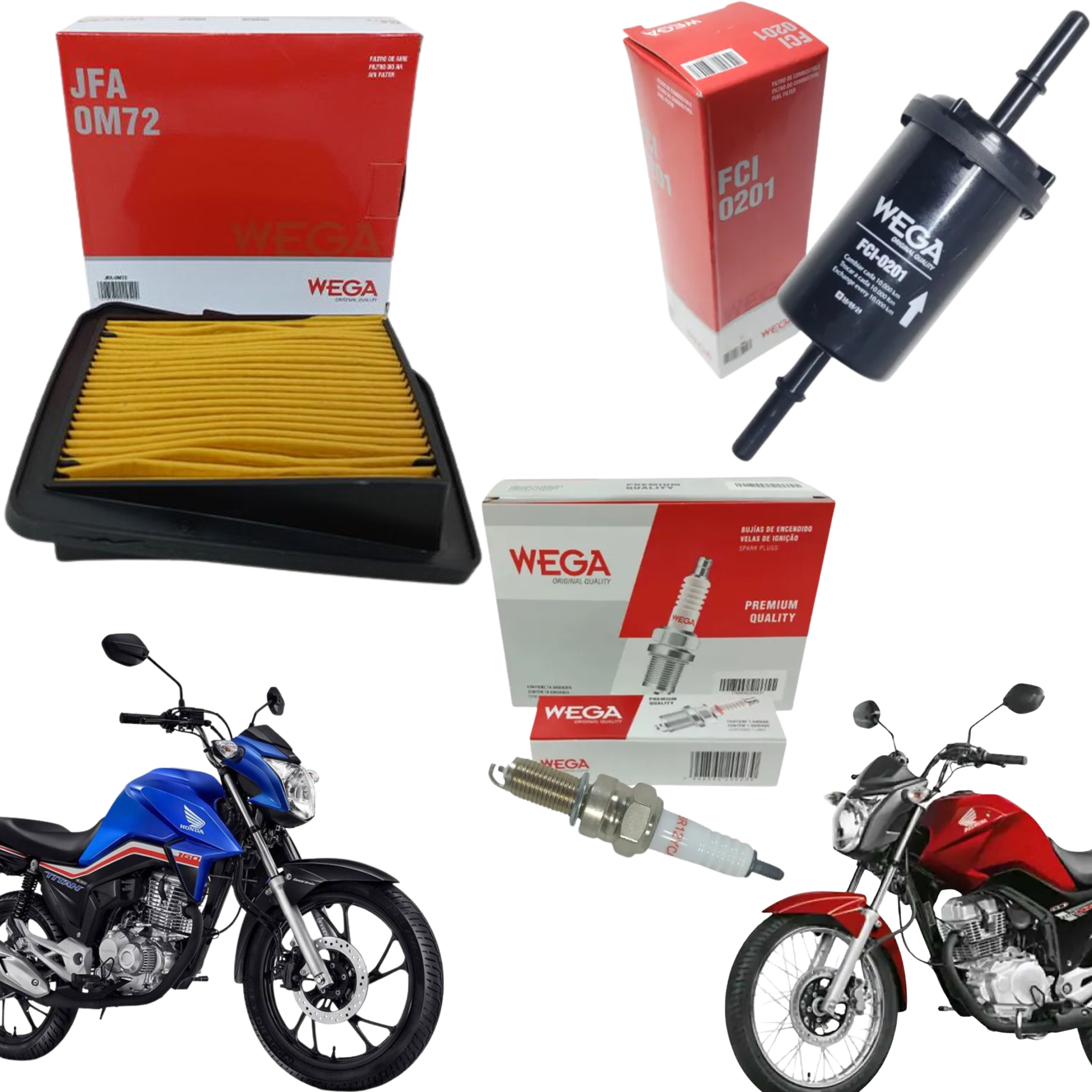 Kit Vela + Filtro Ar Combustível CG160 Flex CG150 após 2014 - Wega