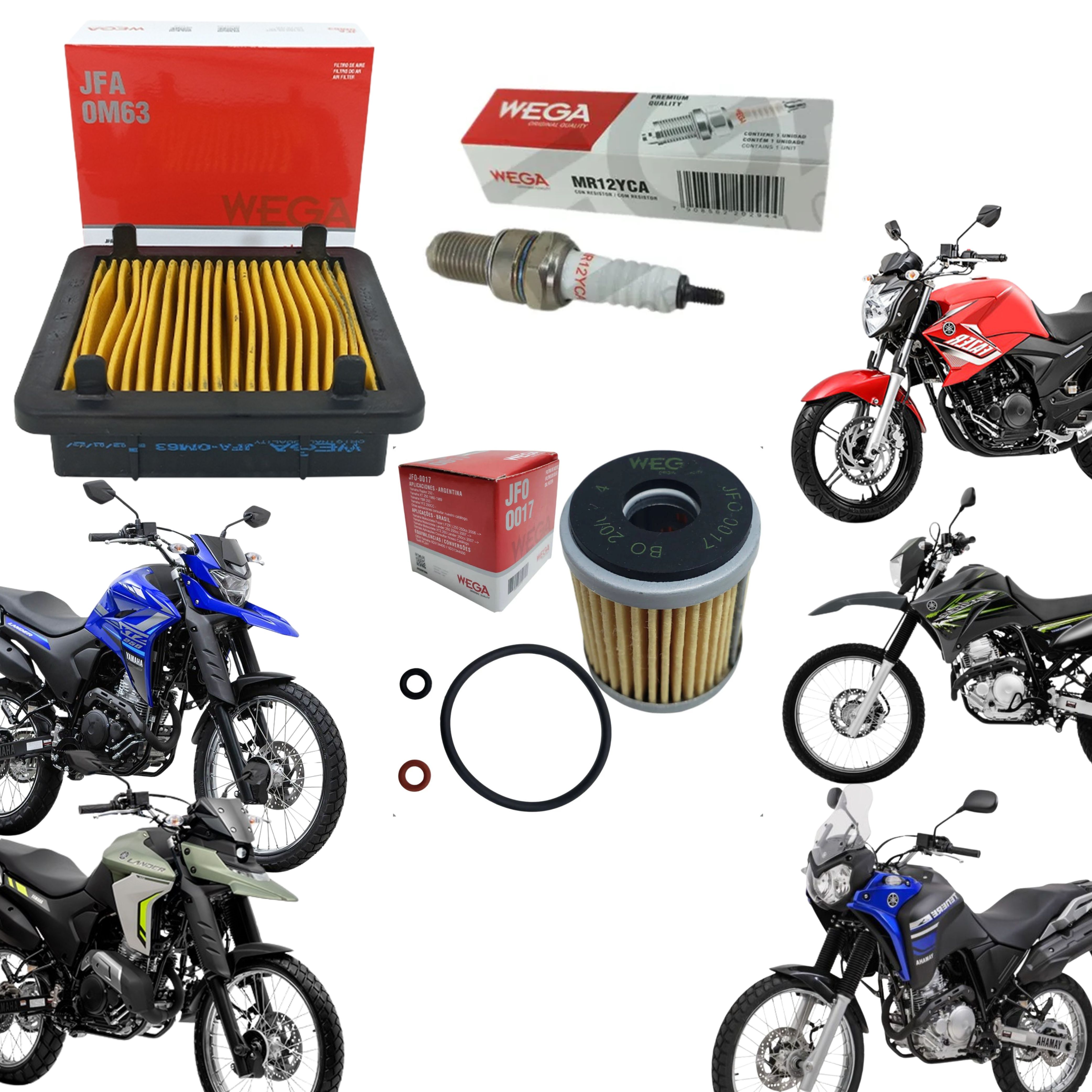 Kit Filtro Ar Combustível e Vela Fazer 250 16/17 Lander Teneré 250 após 2016 - Wega