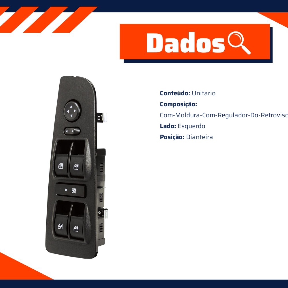 Tecla de Acionamento do Vidro Elétrico para Fiat Linea e Punto - Universal Automotive - 90695
