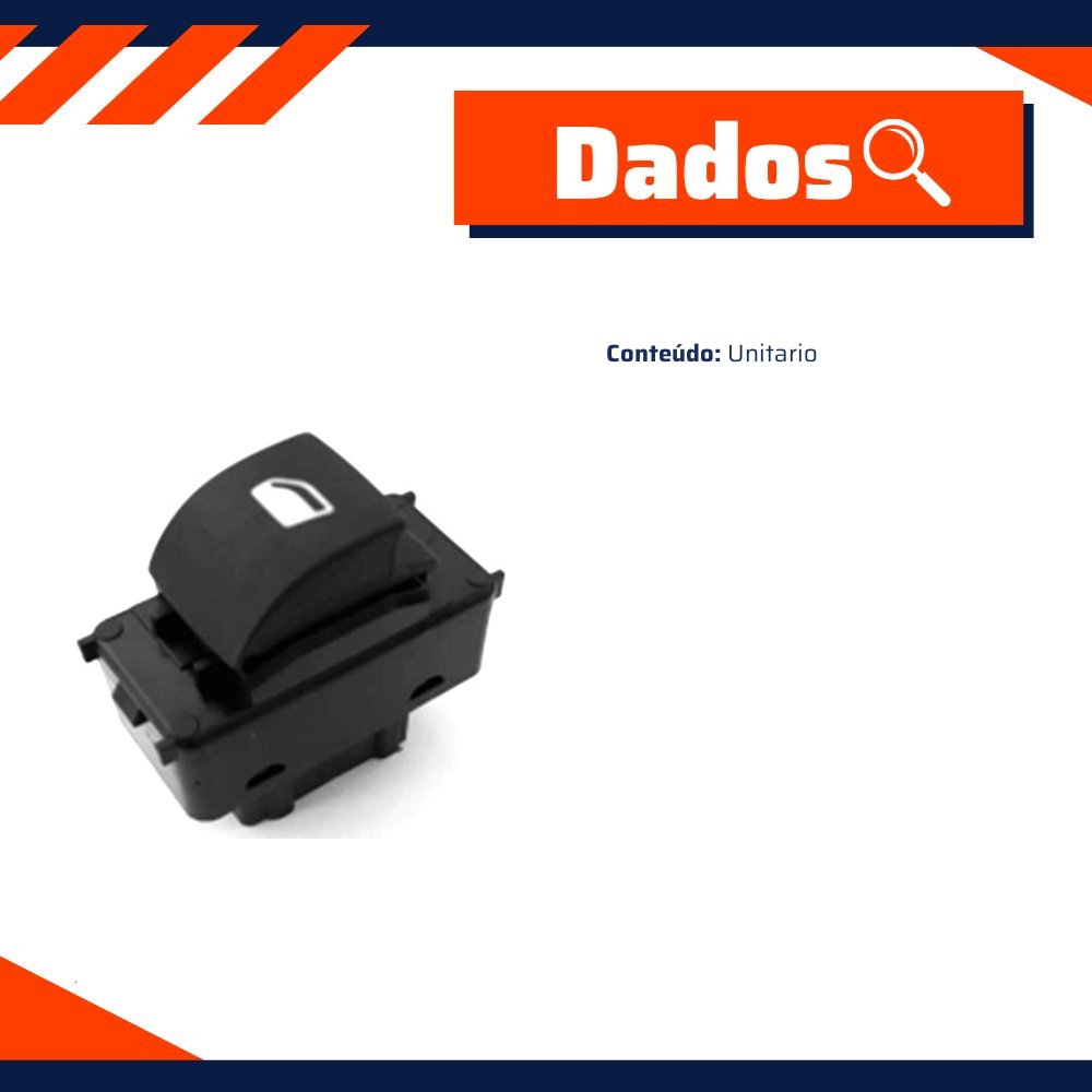 Botão do Vidro Elétrico Simples para Peugeot 2008 e 208 - Universal Automotive - 90963