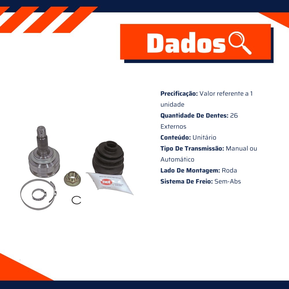 Junta Homocinética Roda Direito Esquerdo para Honda FIT - IMA - AL-1088