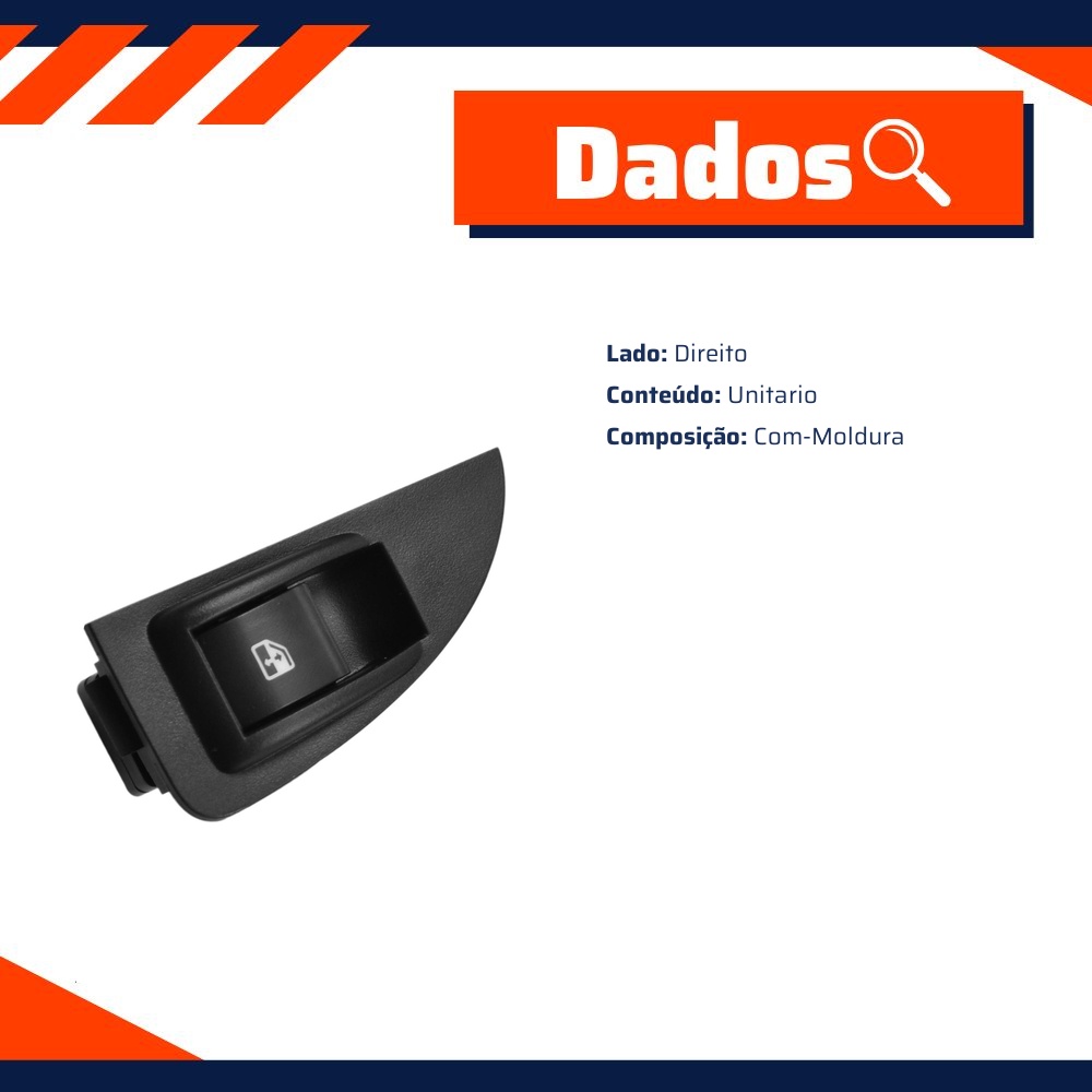 Tecla Acionadora do Vidro Elétrico para Fiat Palio - Universal Automotive - 90692