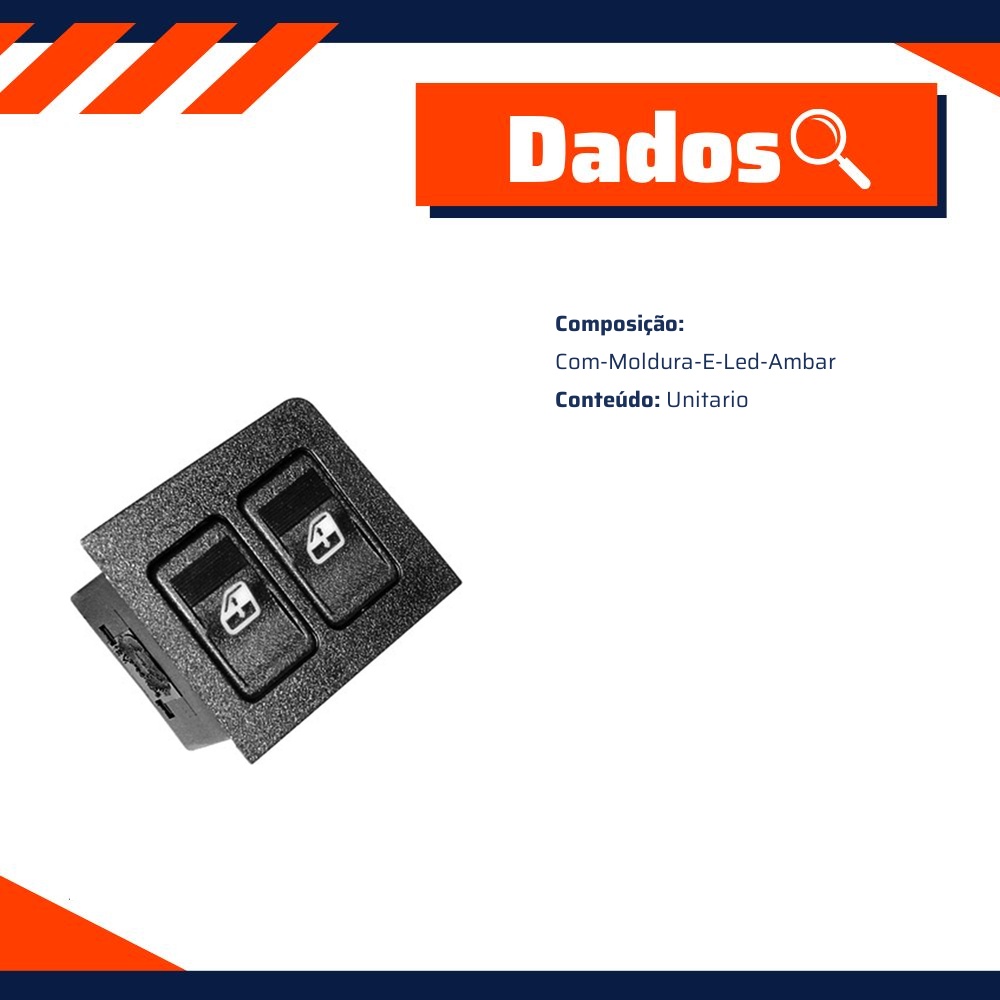 Tecla Acionadora da Vidro Dupla para Fiat Uno - Universal Automotive - 90365