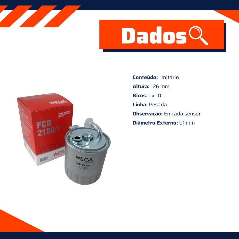 Filtro de Combustível - Wega - FCD-2158/1