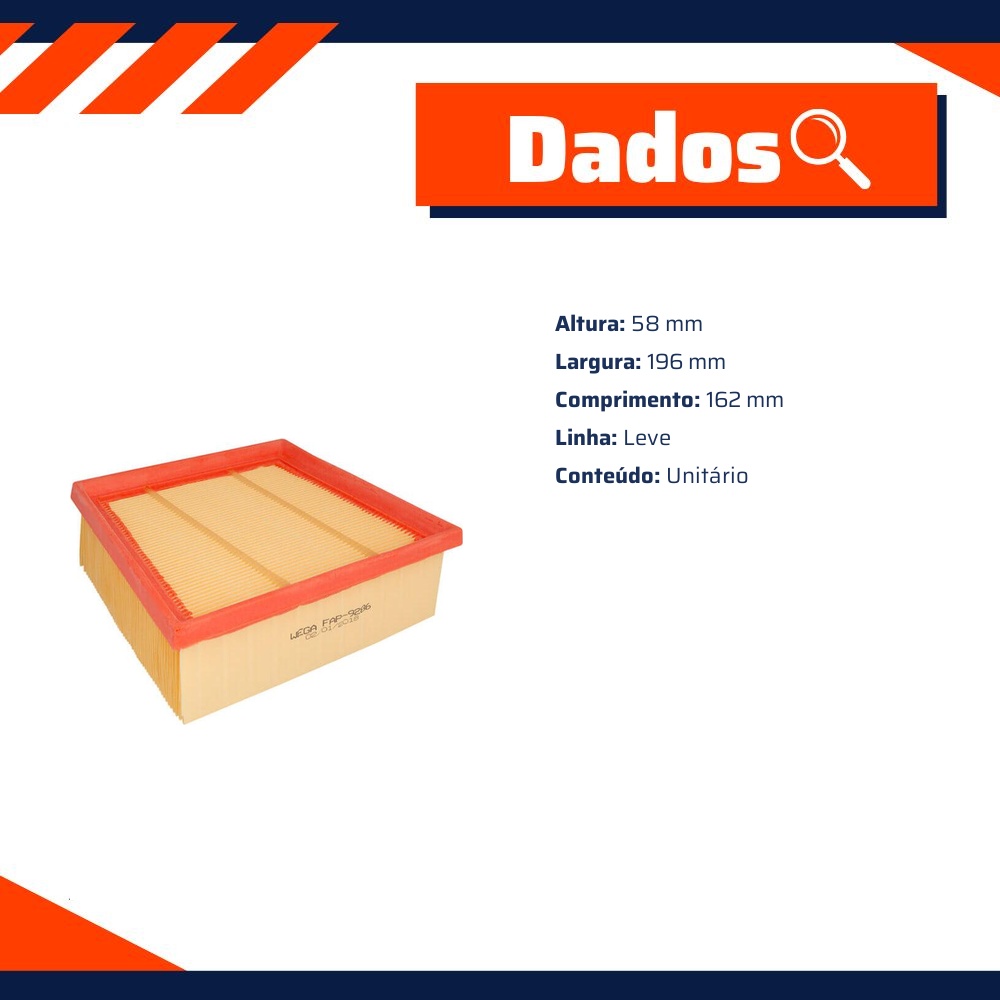 Filtro de Ar do Motor - Wega - FAP-9286