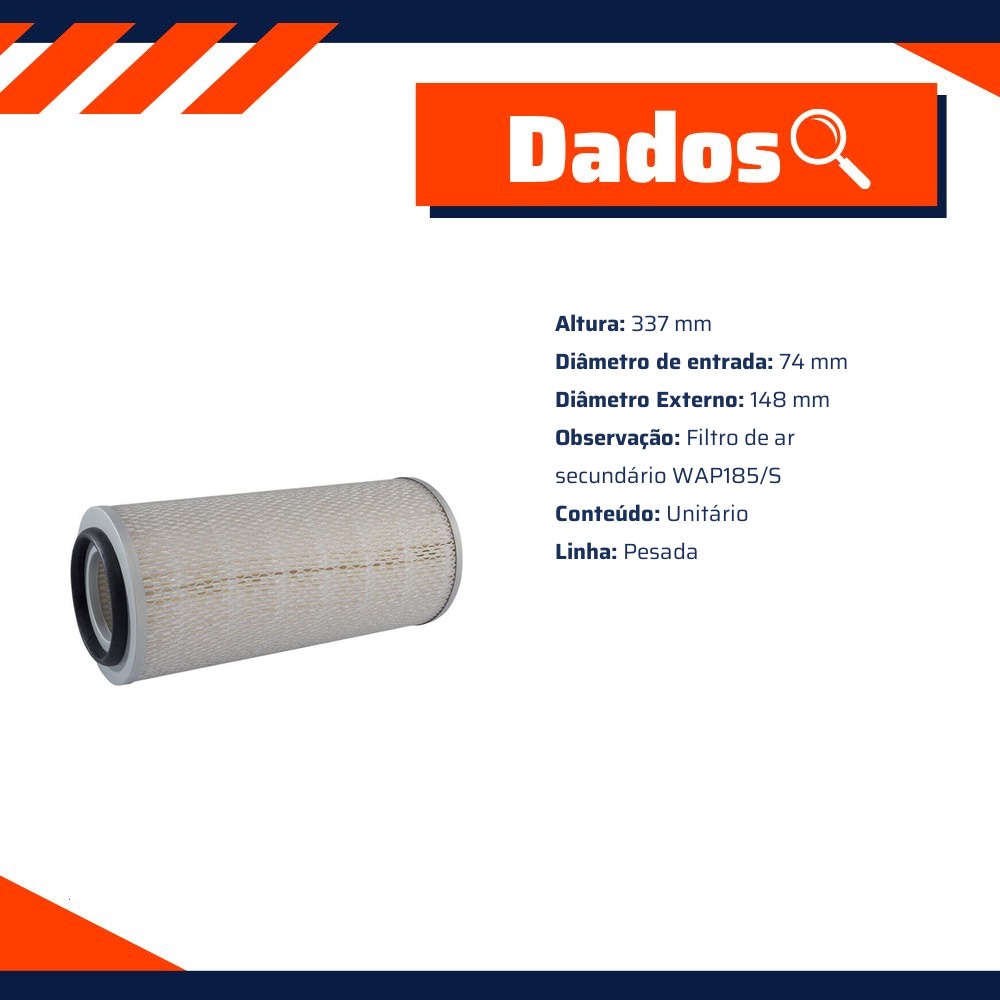Filtro de Ar do Motor - Wega - WAP-161