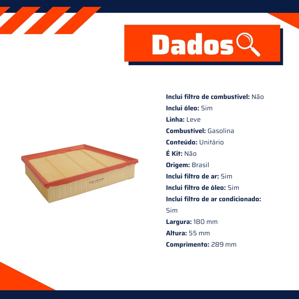 Filtro de Ar do Motor - Wega - FAP-9287