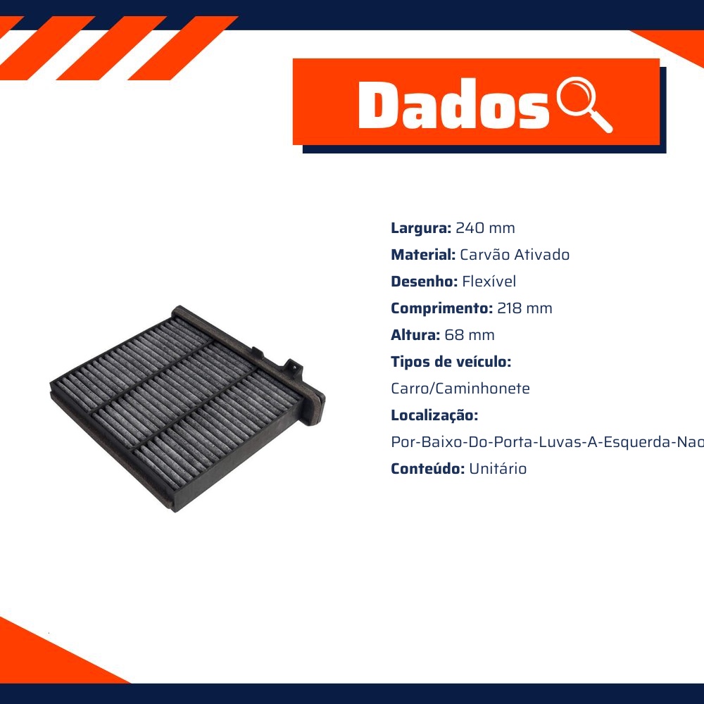 Filtro de Ar da Cabine com Carvão Ativado para Mitsubishi Pajero e Pajero Full - Wega - AKX-1997/C