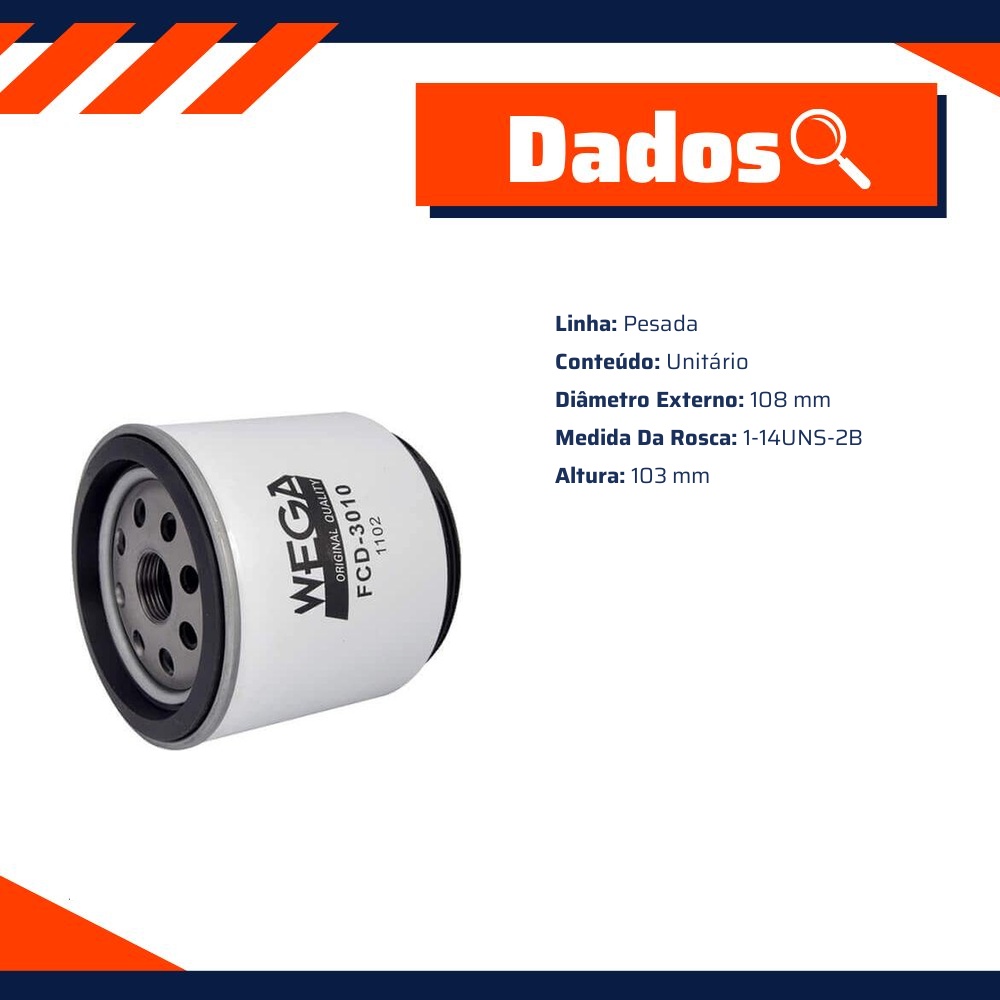 Filtro de Combustível - Wega - FCD-3010