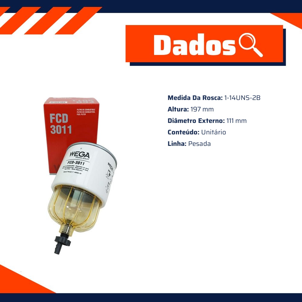 Filtro de Combustível - Wega - FCD-3011
