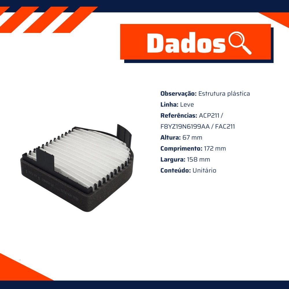 Filtro de Ar da Cabine para Ford Ranger - Wega - AKX-35176