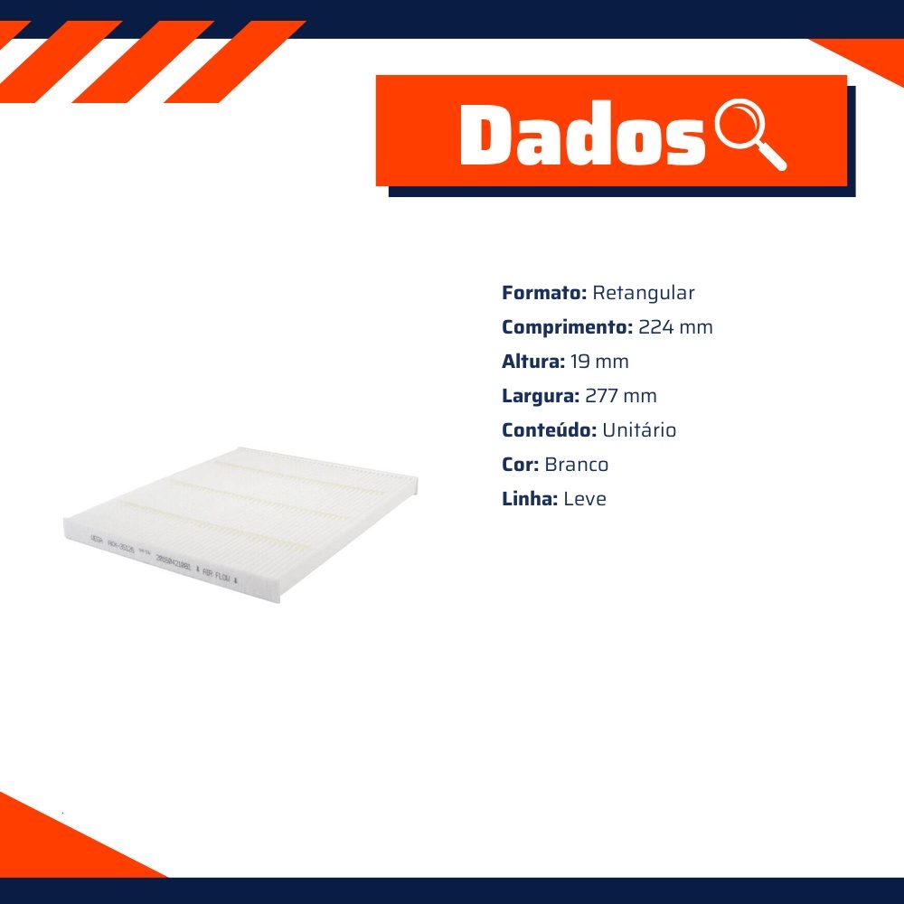 Filtro de Ar da Cabine para Ford Edge e Fusion - Wega - AKX-35126