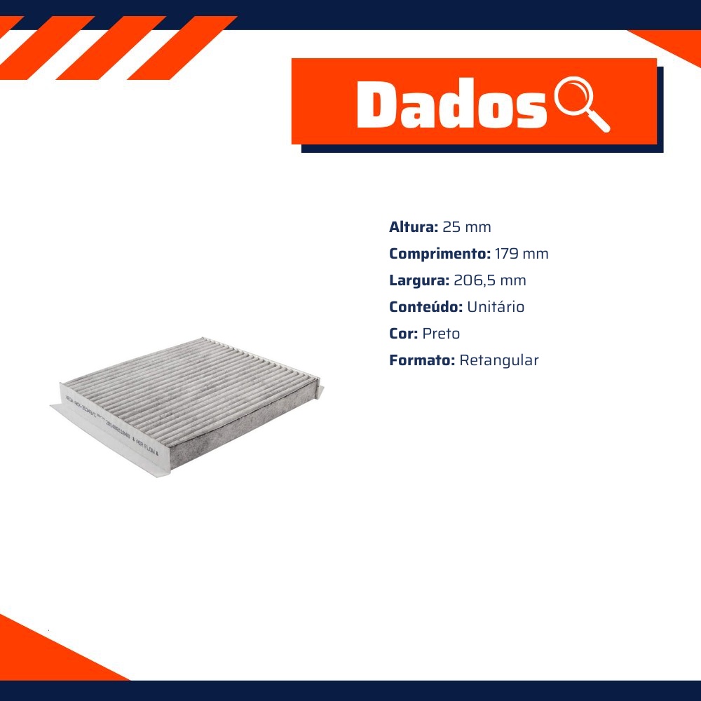 Filtro de Ar da Cabine com Carvão Ativado para Ford Mustang - Wega - AKX-35349/C