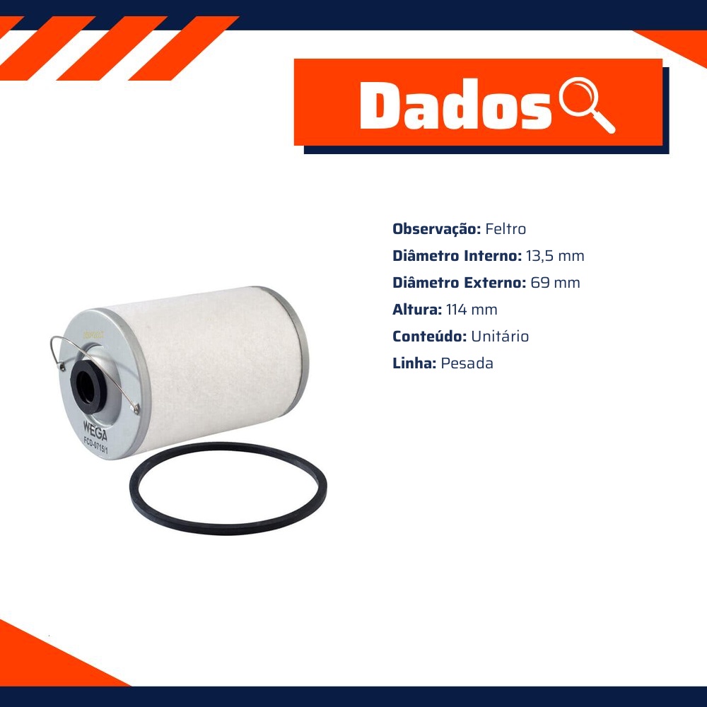Filtro de Combustível - Wega - FCD-0715/1