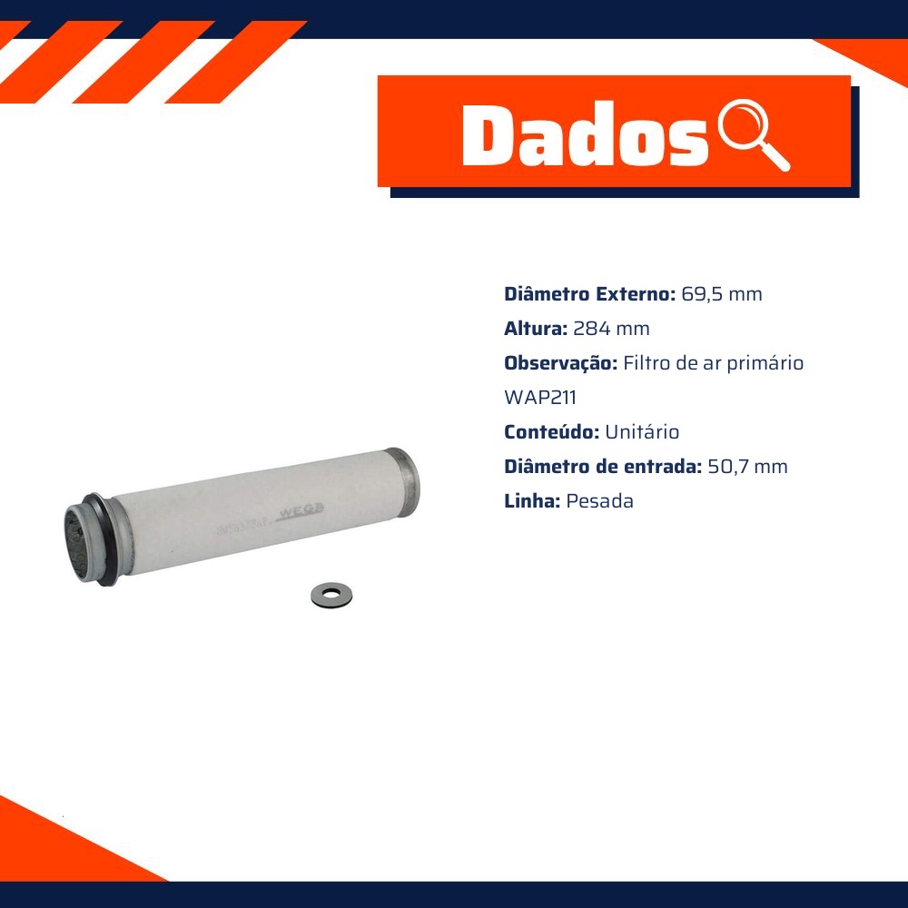 Filtro de Ar do Motor - Wega - WAP-139/S