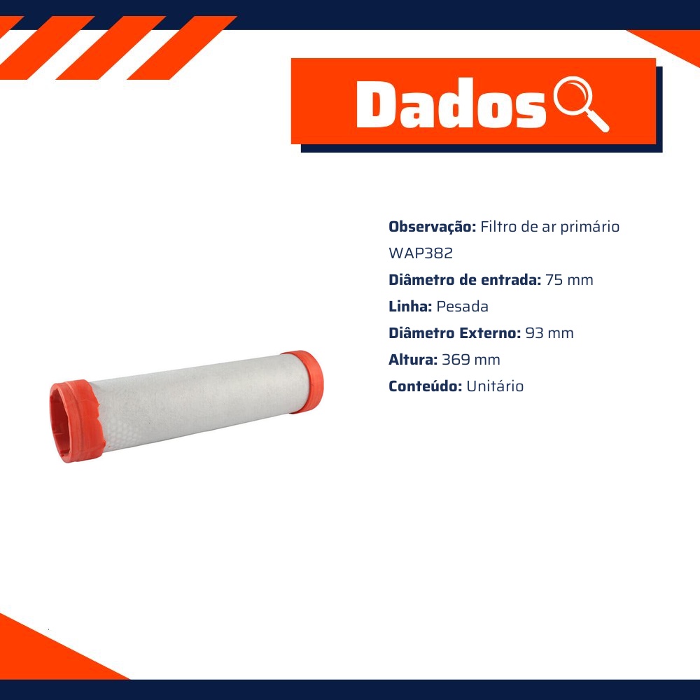 Filtro de Ar do Motor - Wega - WAP-382/S