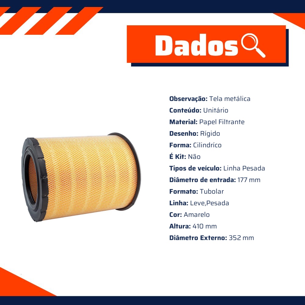 Filtro de Ar do Motor - Wega - WAP-604