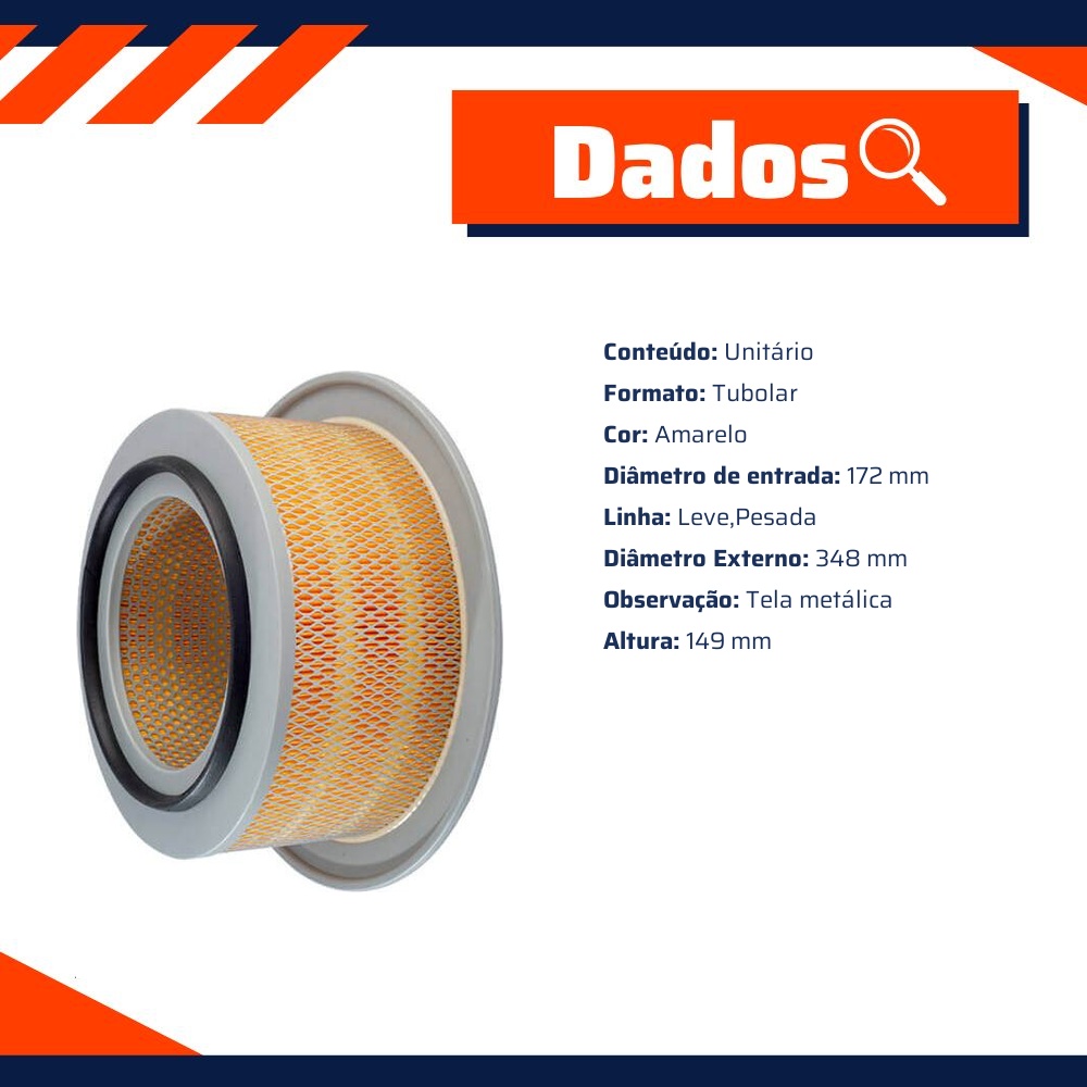 Filtro de Ar para Chevrolet D-40 e D-60 - Wega - WAP-115