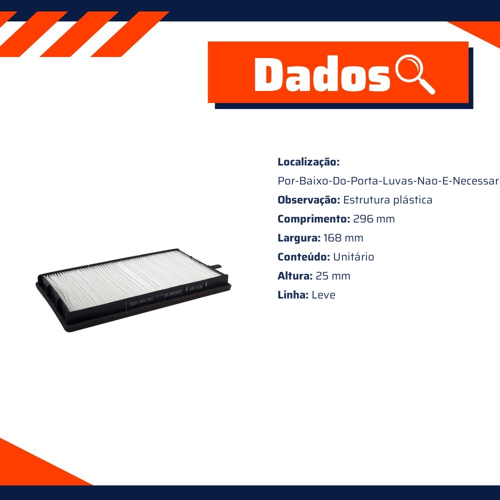 FIltro de Ar Condicionado Cabine - Wega - AKX-3517