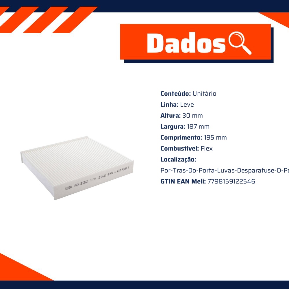 FIltro de Ar Condicionado Cabine - Wega - AKX-35323
