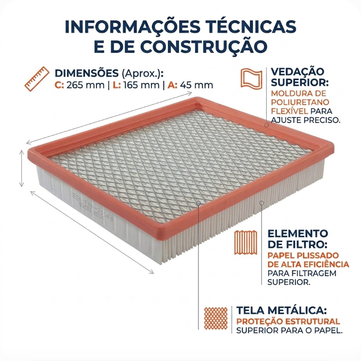 Filtro de Ar para Chrysler Stratus - Wega - FAP-2843