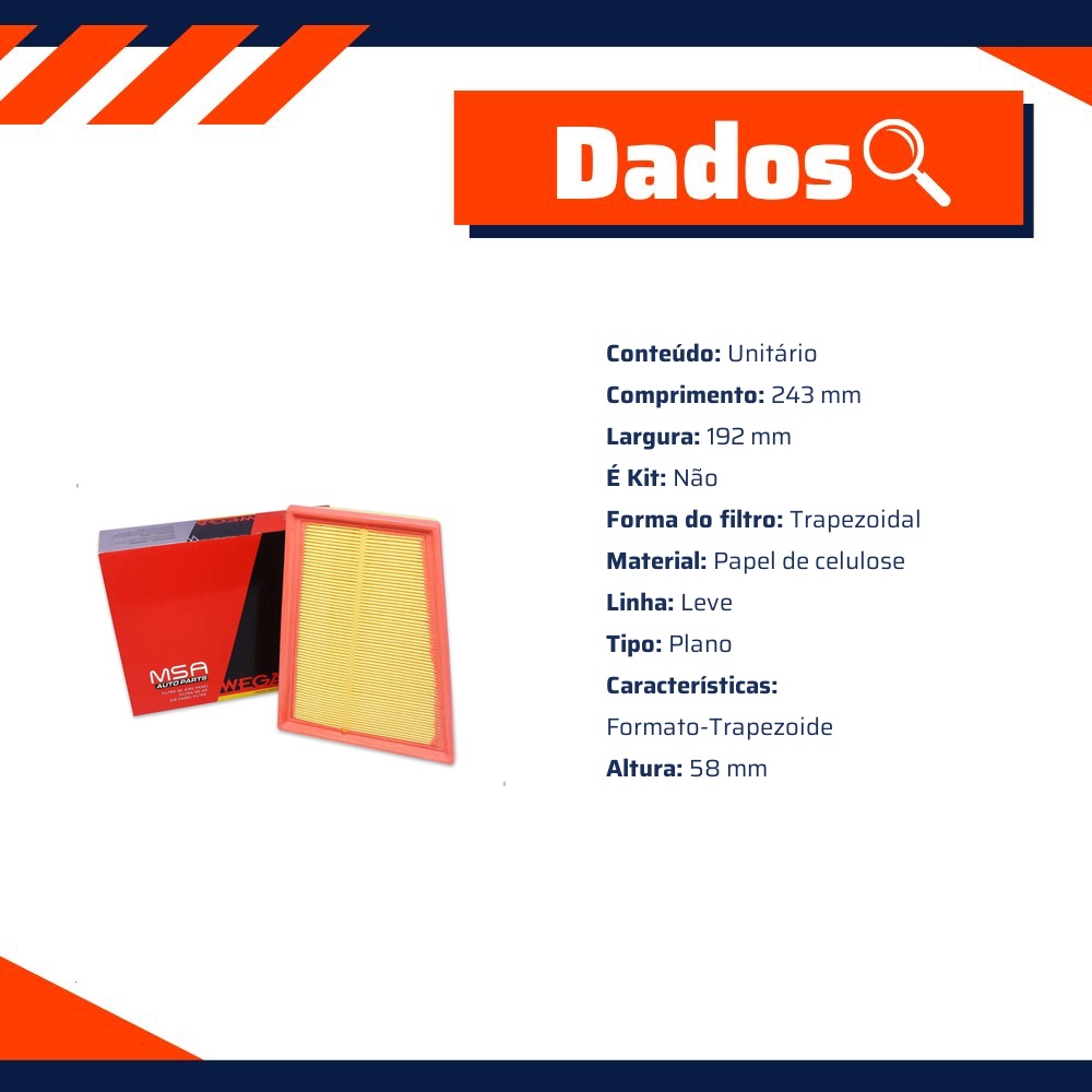 Filtro de Ar do Motor - Wega - FAP-7013