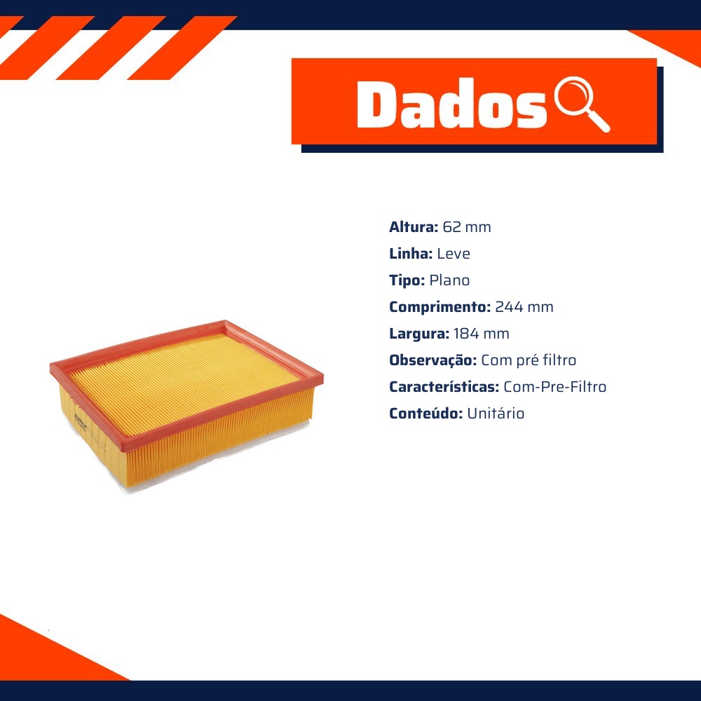 Filtro de Ar do Motor - Wega - FAP-9013