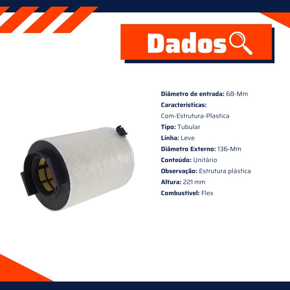 Filtro de Ar para Volkswagen Jetta e Passat - Wega - WR-196