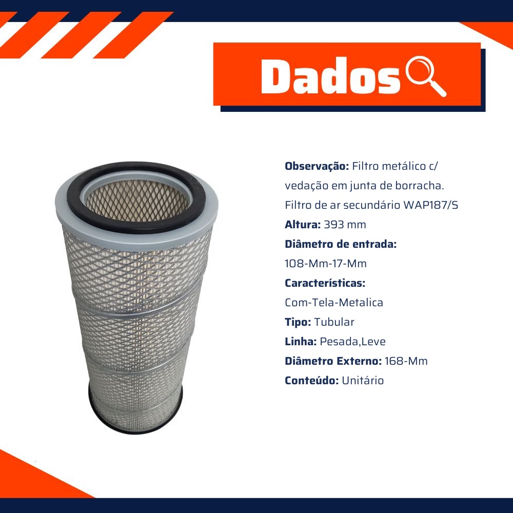 Filtro de Ar do Motor - Wega - WAP-285