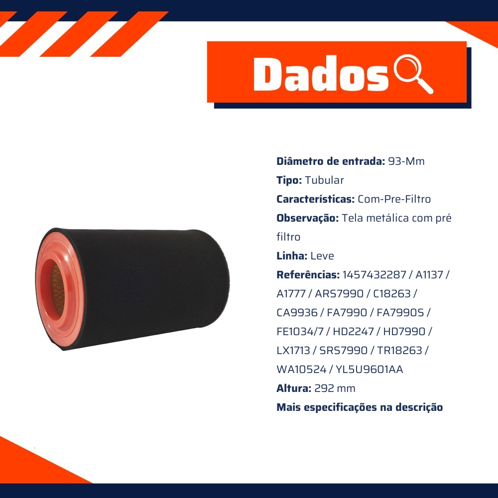 Filtro de Ar para Ford Ranger - Wega - WAP-383