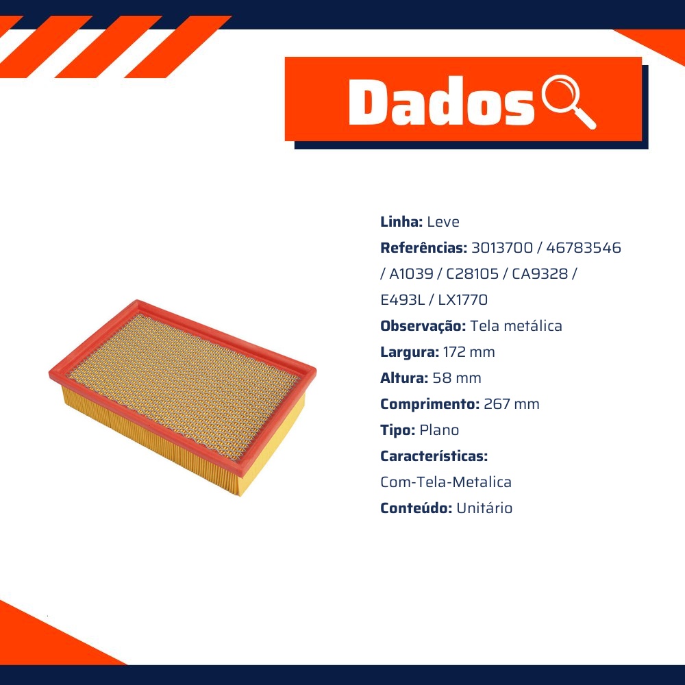 Filtro de Ar para Fiat Stilo - Wega - FAP-4208