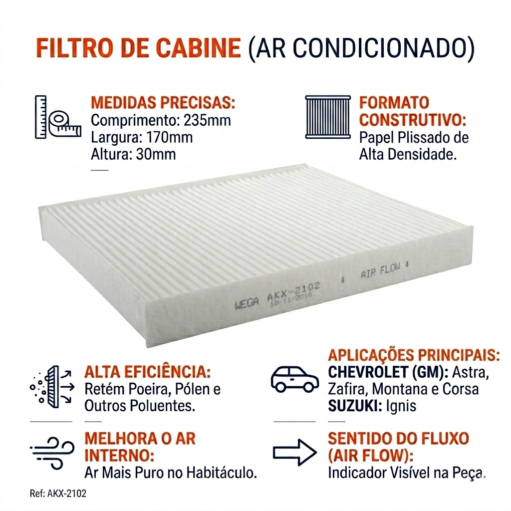 FIltro de Ar Condicionado Cabine - Wega - AKX-2102