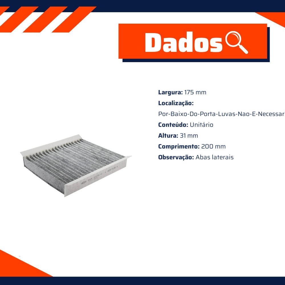 Filtro de Ar da Cabine com Carvão Ativado para Fiat Linea e Punto - Wega - AKX-1375/C