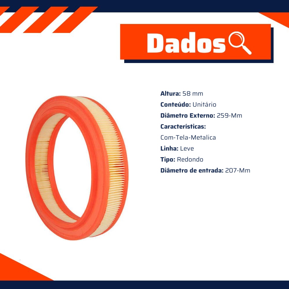 Filtro de Ar para Chevrolet Kadett e Monza - Wega - WR-209