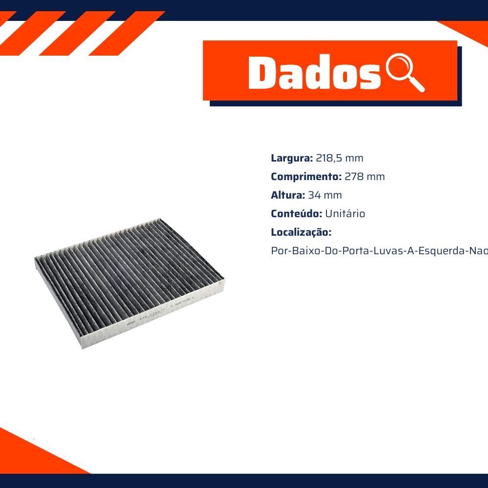 FIltro de Ar Condicionado Cabine com Carvão Ativado - Wega - AKX-1140/C