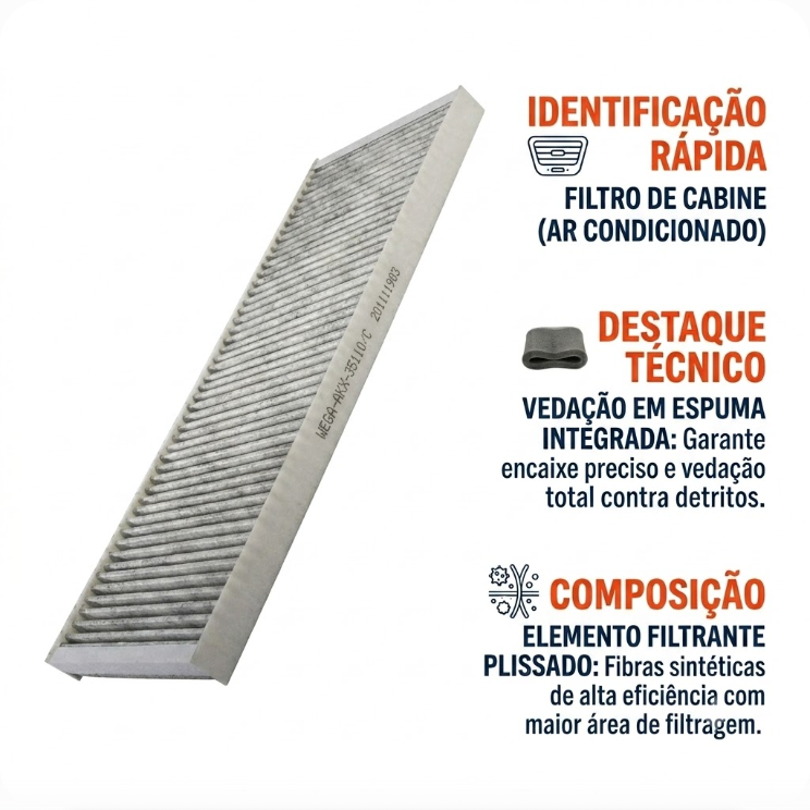 Filtro de Ar da Cabine com Carvão Ativado para Chevrolet Vectra - Wega - AKX-35110/C