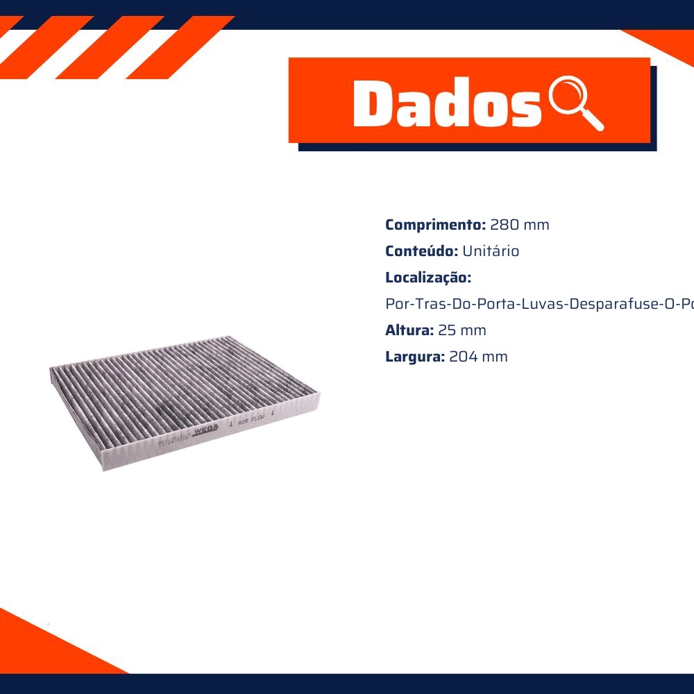 FIltro de Ar Condicionado Cabine com Carvão Ativado - Wega - AKX-35132/C