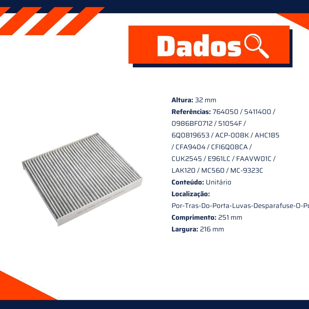 FIltro de Ar Condicionado Cabine com Carvão Ativado - Wega - AKX-35163/C