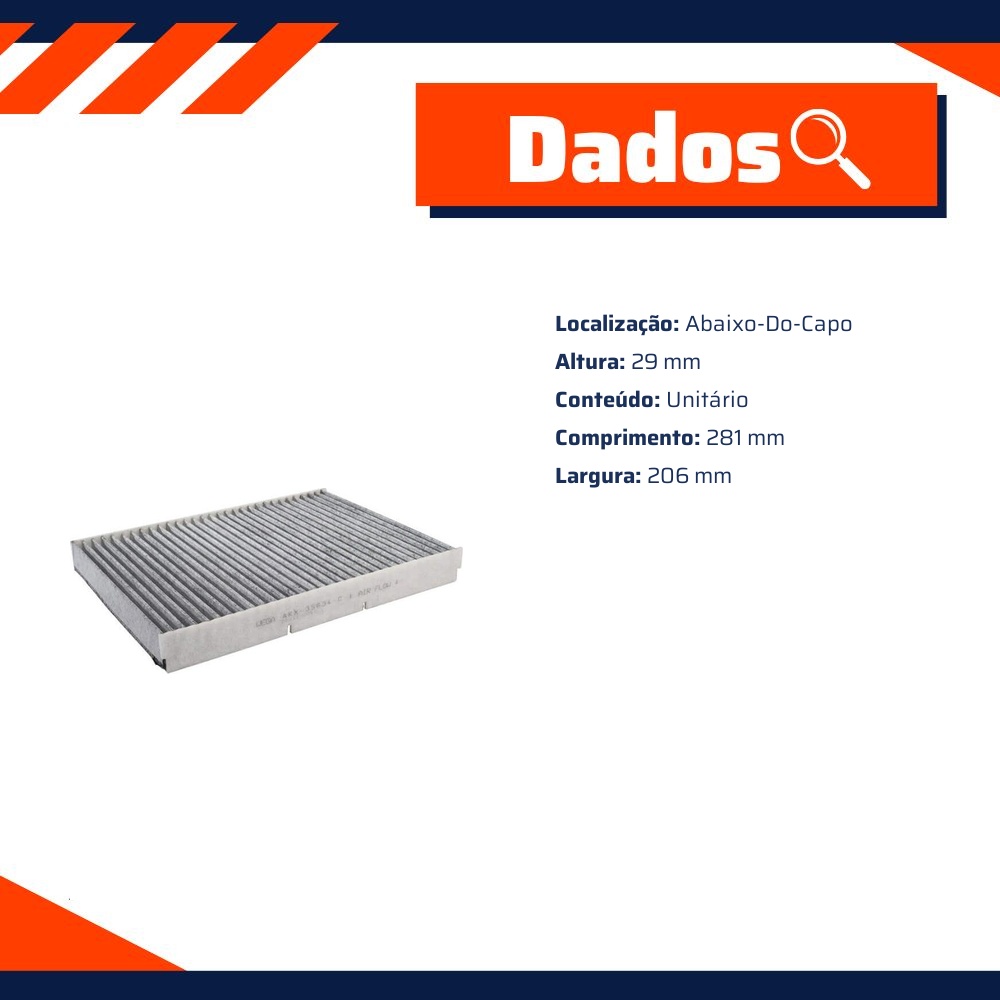 FIltro de Ar Condicionado Cabine com Carvão Ativado - Wega - AKX-35634/C