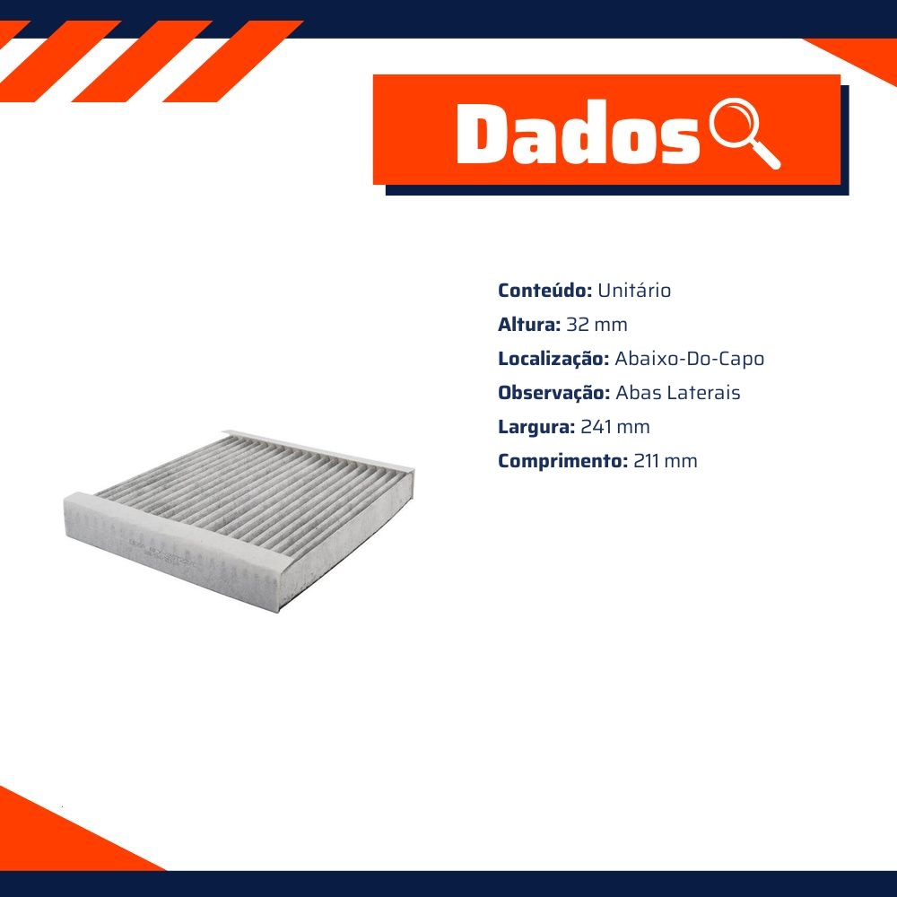 Filtro de Ar da Cabine com Carvão Ativado para Chevrolet Meriva - Wega - AKX-35722/C