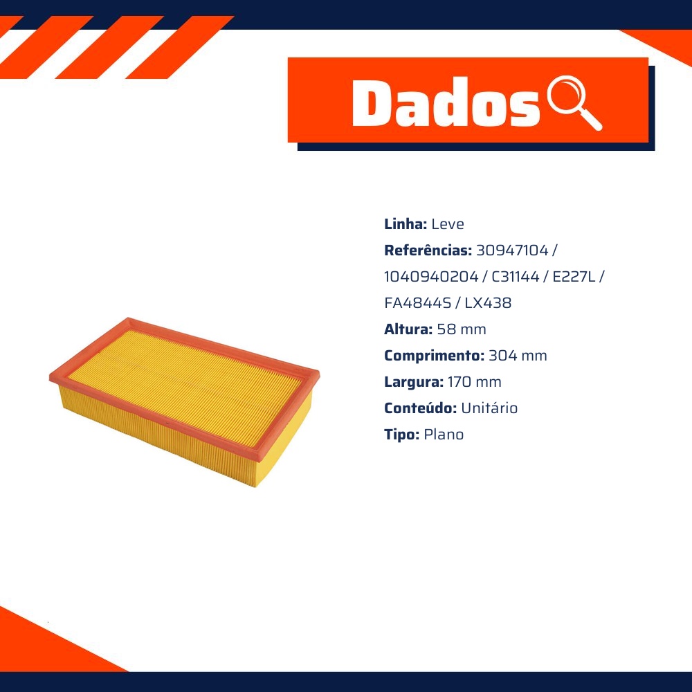 Filtro de Ar do Motor - Wega - FAP-4844