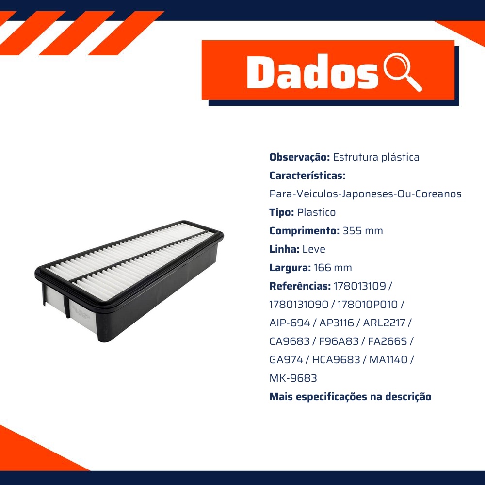 Filtro de Ar para Toyota Hilux Sw4 - Wega - JFA-0253