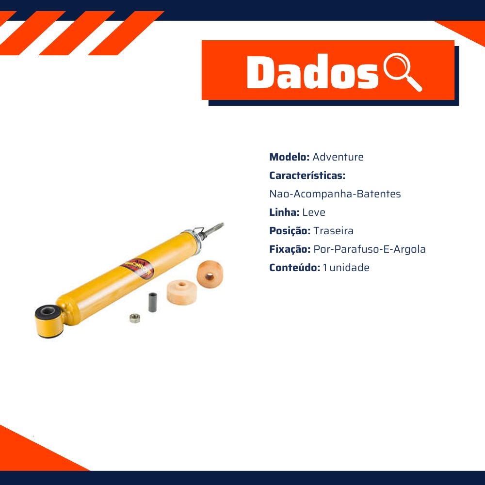 Amortecedor Adventure Traseiro da Suspensão Chery Tiggo e Hyundai Santa Fé - Monroe - D8020